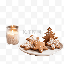 节日饼干人图片_厨房的桌子上有姜饼和圣诞装饰圣