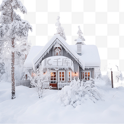 冰图片_下雪的冬天的小屋