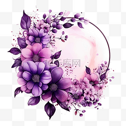 紫色的月亮与鲜花