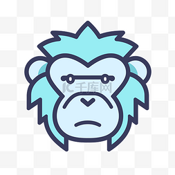 纯白色背景上的蓝色猴子图标 向