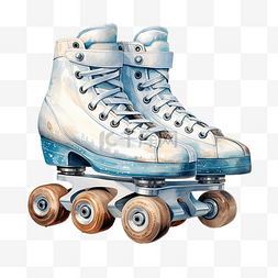 滑冰图片_水彩溜冰鞋