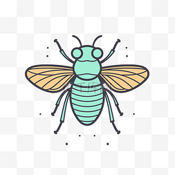 细线插图中有翅膀的蜜蜂昆虫 向