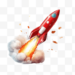 红色火箭素材图片_红色火箭飞向太空