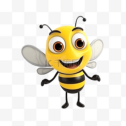 3d 蜜蜂与笑脸卡通风格渲染对象图