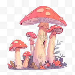 红菇蘑菇生长在森林里