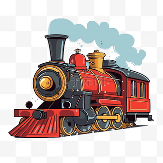 机车剪贴画卡通老式火车与蒸汽机车矢量设计