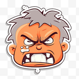 愤怒的表情卡通图片_愤怒的头贴纸卡通矢量与愤怒的表