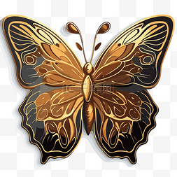 金属华丽的蝴蝶带有金色的翅膀剪