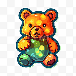 小熊软糖果香图片_可爱的泰迪熊贴纸，带有彩色灯光