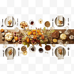 食品放桌上图片_传统的感恩节餐桌上的节日食物从