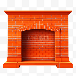 橙色砖壁炉