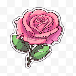 玫瑰贴纸图片_白色背景剪贴画上的粉红玫瑰贴纸