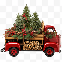 木卡车里的圣诞树 PNG