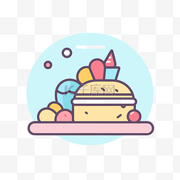 冰淇淋和汉堡图标，上面有糖果和
