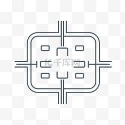 灰色背景中正方形的电子电路符号
