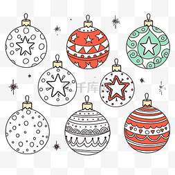 冬季系列图片_涂鸦风格手绘矢量插画中的圣诞球