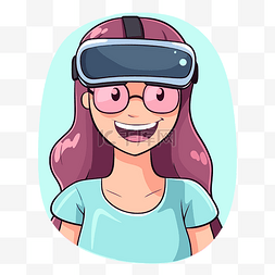 VR 剪贴画卡通女性戴着 VR 眼镜微