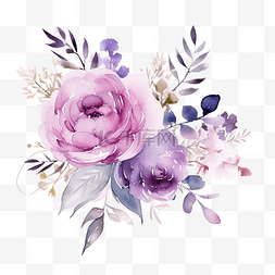 玫瑰邊框图片_优雅的紫色水彩插花