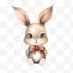 可爱的兔子插画水彩艺术