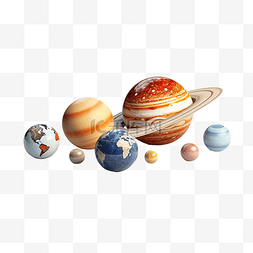 科学模板图片_我们太阳系行星的 3D 插图太空探
