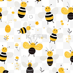 可爱的黄色小蜜蜂图片_亮黄色印花可爱的小蜜蜂采集蜜蜂