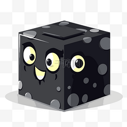 黑色立方体图片_黑盒剪贴画卡通黑色立方体有眼睛