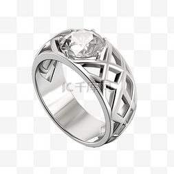 钻石永恒图片_孤立的 3d 银钻石戒指