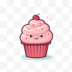 粉色纸杯蛋糕图片_可爱简单的纸杯蛋糕插画