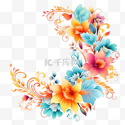 彩色花卉装饰元素 ai 图像生成横