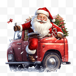 車速图片_快乐的圣诞老人开着一辆装满圣诞