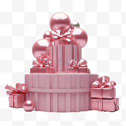 卖房保安图片_粉红色讲台和礼品盒圣诞展示的 3D