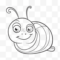 卡通的虫子图片_蜗牛可爱的虫子着色页 向量