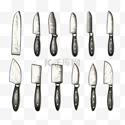 绘图工具图标图片_不同的刀聪明的厨师牛排绘图