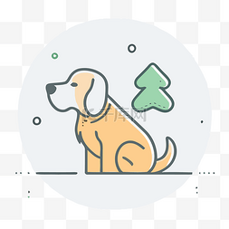高清可爱宝贝图片_一只狗坐在圣诞树上的图标 向量