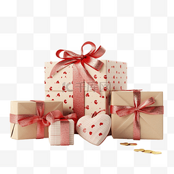 礼品红心图片_礼品盒包装并绑有标签