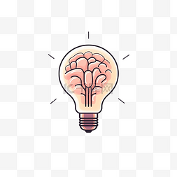 大脑创新图片_简约风格的灯泡和大脑插图