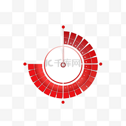 带有条形空间和箭头的红色圆圈，