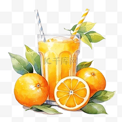 水彩橙汁图片_水彩橙汁