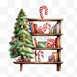 货架插图图片_圣诞棒棒糖与圣诞树