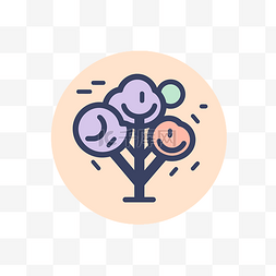 线树图标与五颜六色的花朵和一张