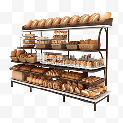 面包店杂货 3d 插图