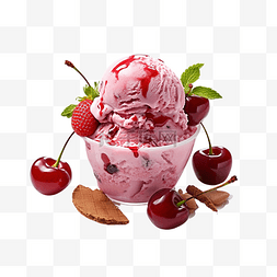 牛奶草莓图片_草莓樱桃冰淇淋