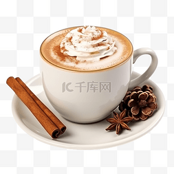 白咖啡杯子图片_一杯咖啡与圣诞甜蜜隔离在白色
