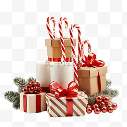 带礼品盒和木制圣诞装饰品的圣诞
