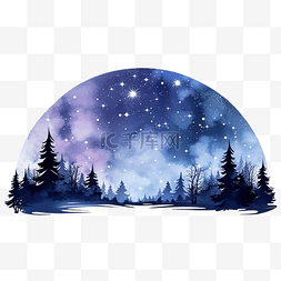 雪景夜图片_水平的圣诞冬季景观与夜空