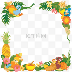 卡通餐具装饰图片_边框剪贴画热带框架与热带水果和