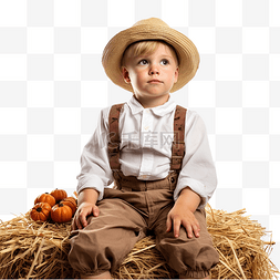 农村男孩图片_穿着绣花衬衫的小男孩坐在装饰工