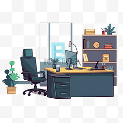 办公桌图片_办公室剪贴画 扁平办公环境 坐办