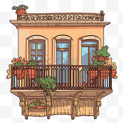 吊椅阳台椅图片_阳台剪贴画 有阳台的老房子卡通 