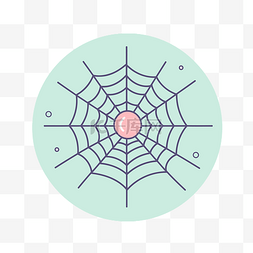 带有粉红色球的蜘蛛网绘制在白色